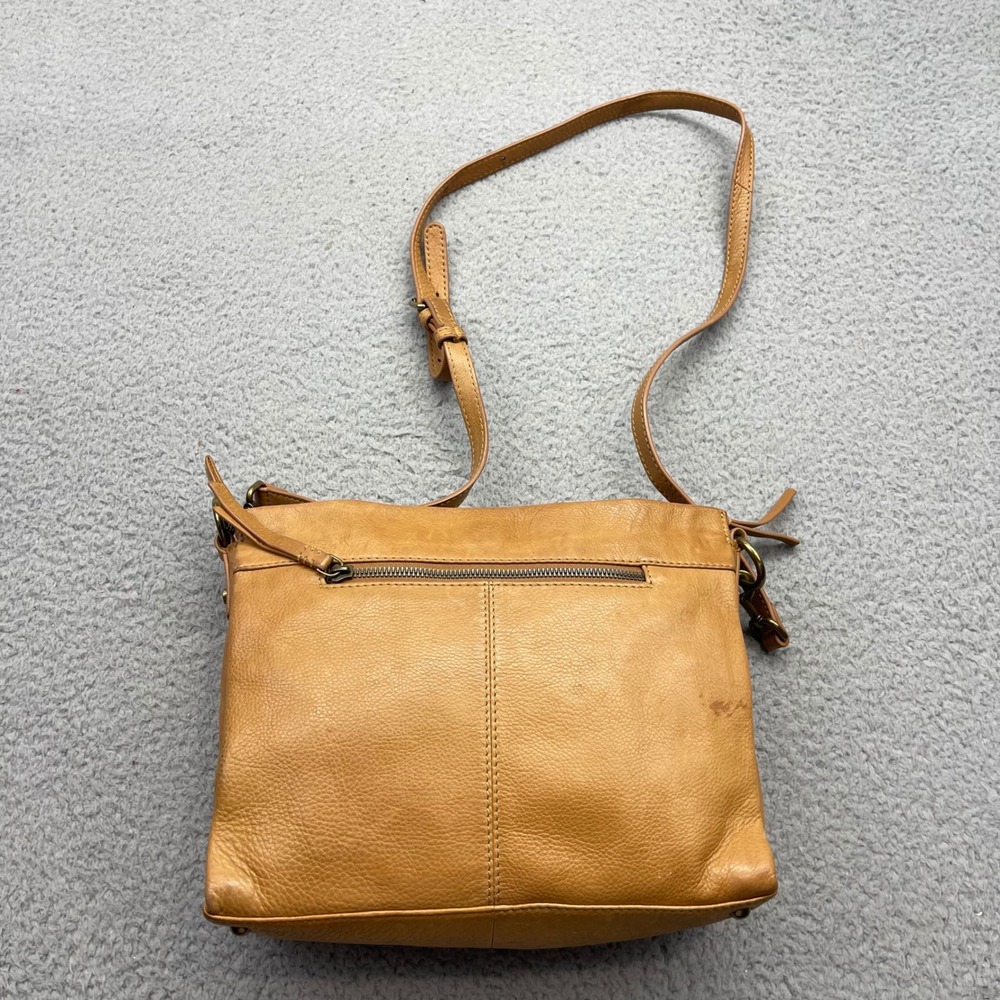 American Leather Co. warm tan leather shade Holton Crossbody Handbag Purse Bag - Picture 8 of 15